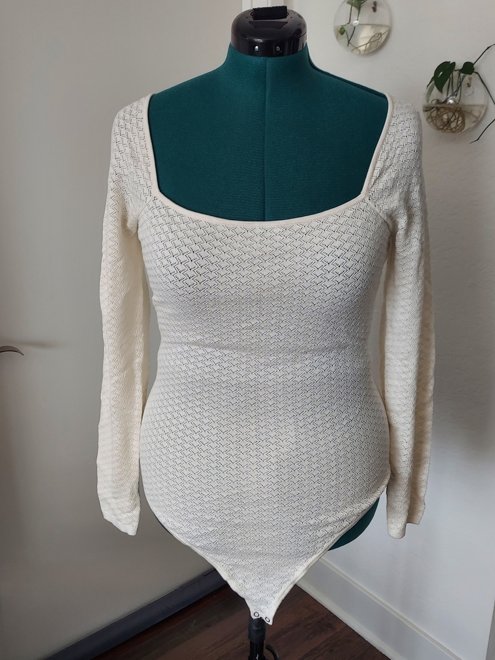Abercrombie & Fitch Open-knit, Square Neck Bodysuit